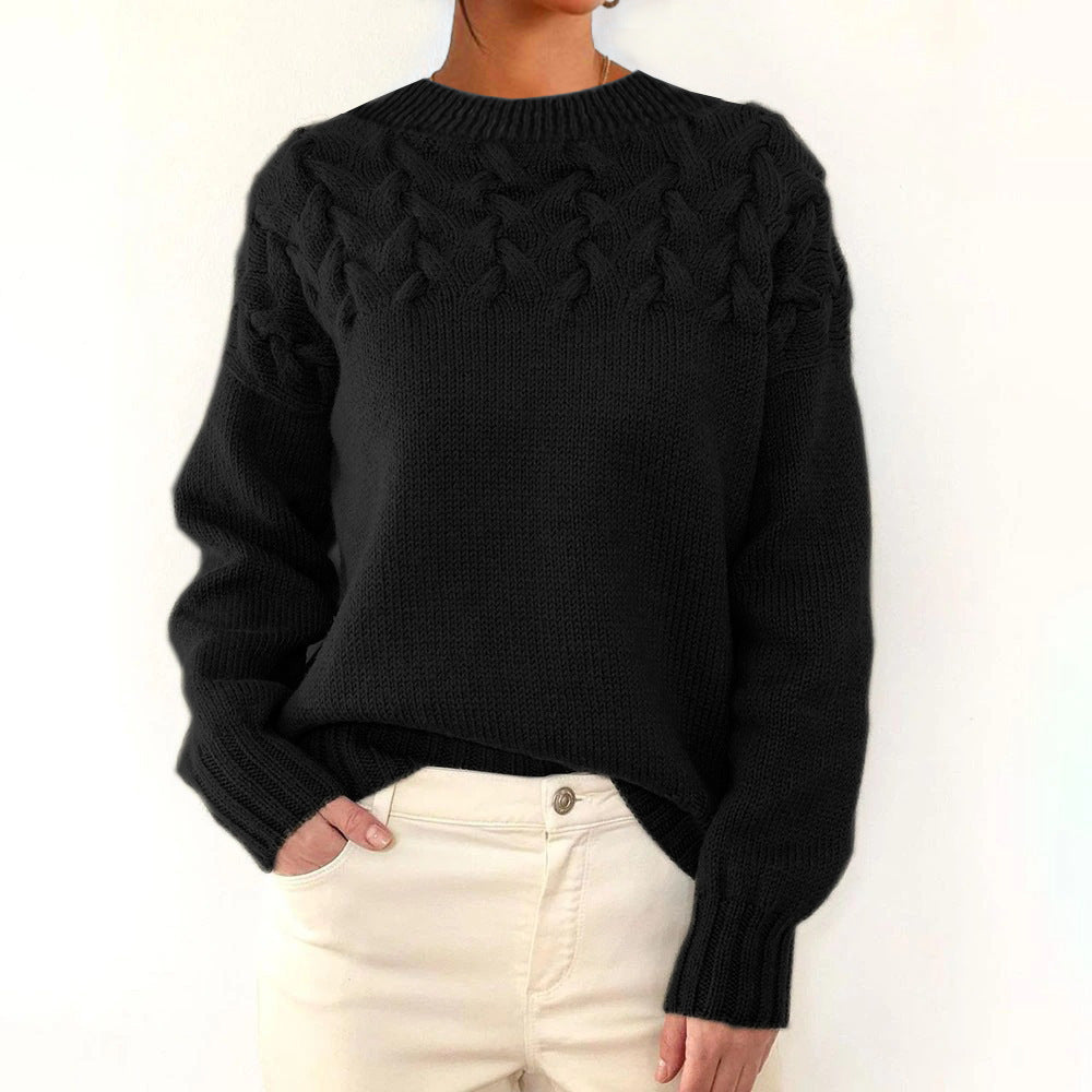 Women's Fashion Cable Knit Detail Turtleneck Long Sweater