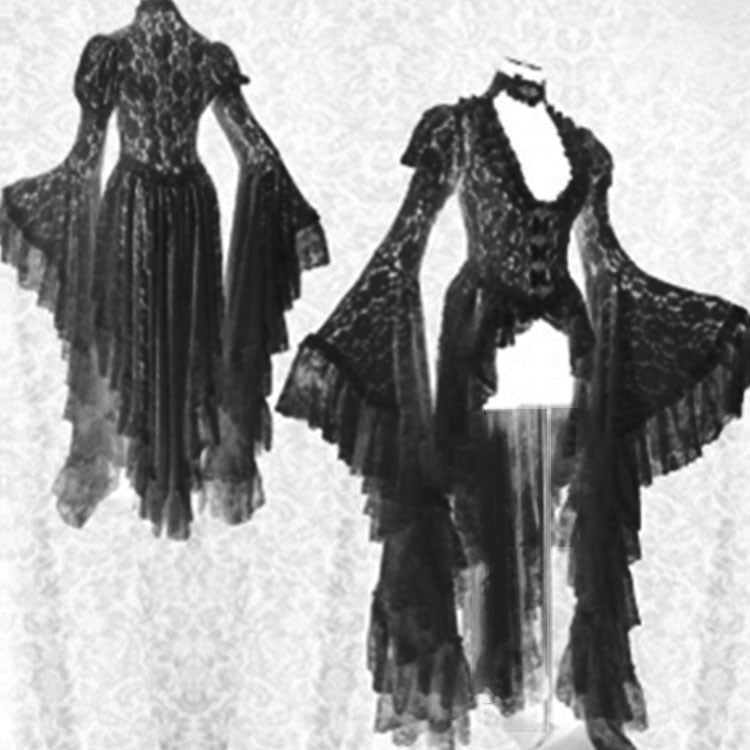 Women's Vintage Court Style Lace Embroidery Sexy Patchwork Antique Dress