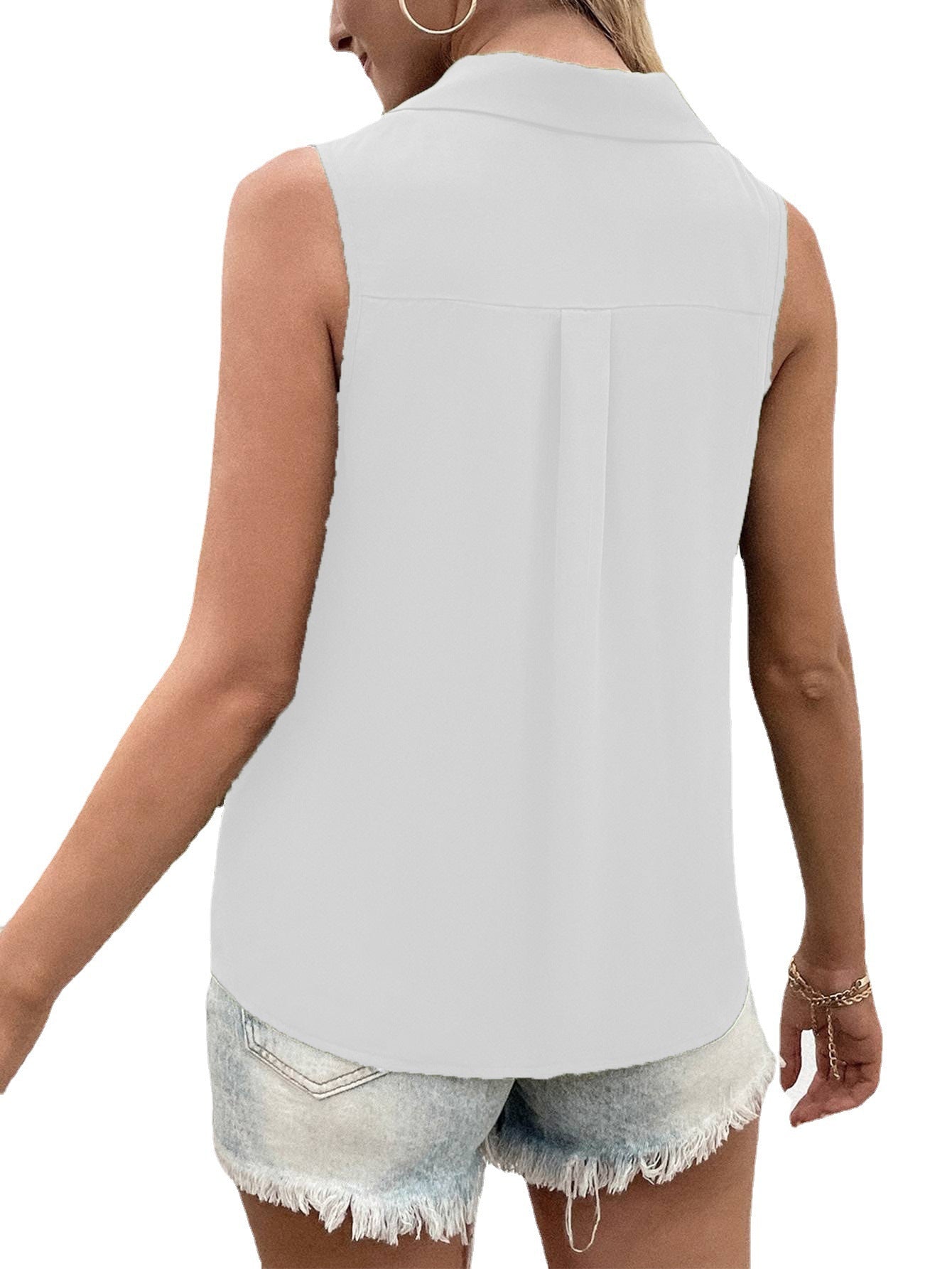 Women's Summer Solid Color Loose Chiffon Shirt Blouses