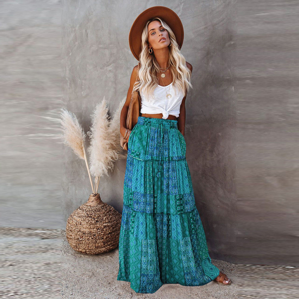 Bohemian Style Loose Casual High Waist Skirts