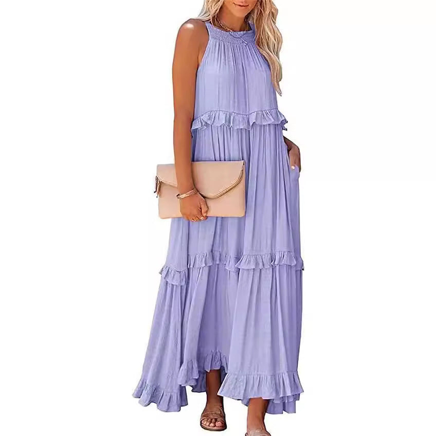 Women's Vacation Style Ruffled Long Dress Wide Dresses