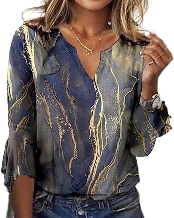 Women's Long-sleeved Printed Ethnic Fashion T-shirt Blouses
