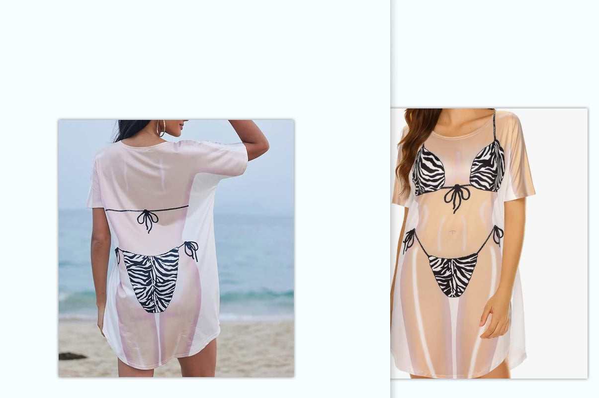 Women's Couple T-shirt Creative Girlfriends Beach Cover-up Dresses