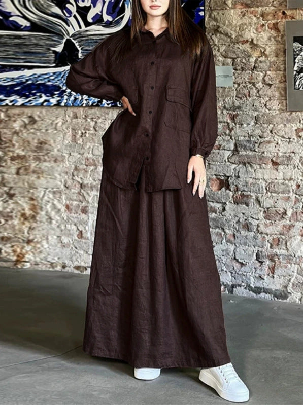 Women's Autumn Retro Lapels Long Sleeve Shirt Suits