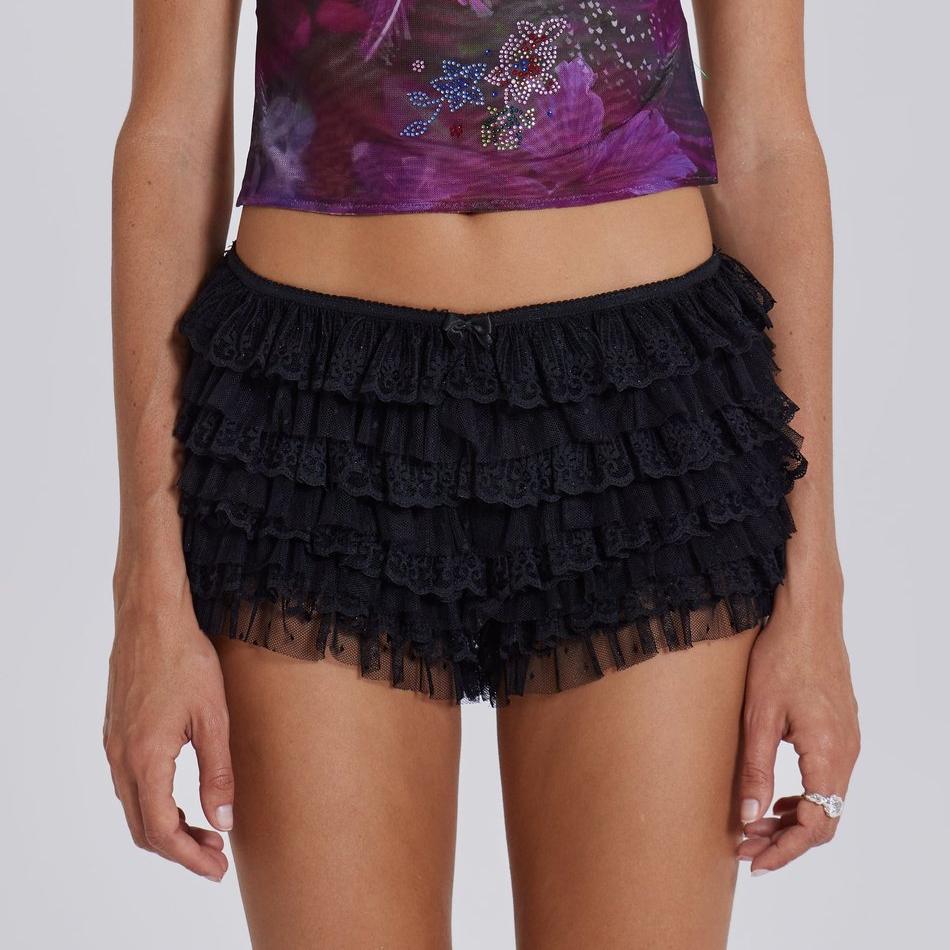 Sexy Beach Hot Ruffled Wave Solid Color Lolita Shorts
