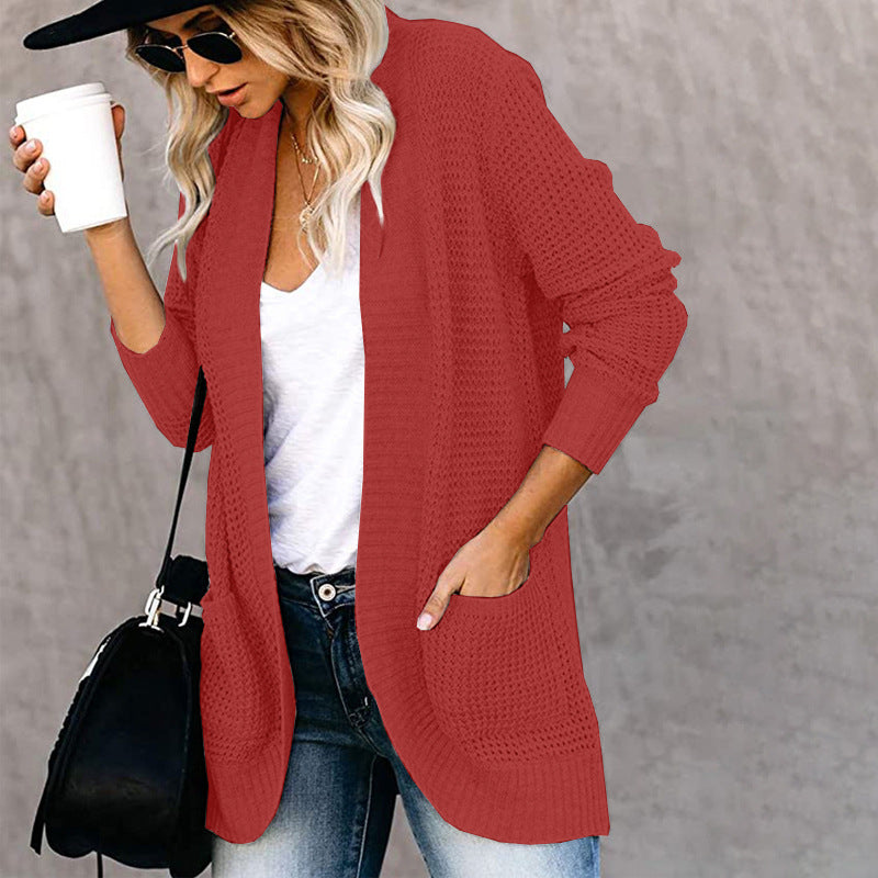Women's Clothes Curved Placket Large Pocket Special Sweater