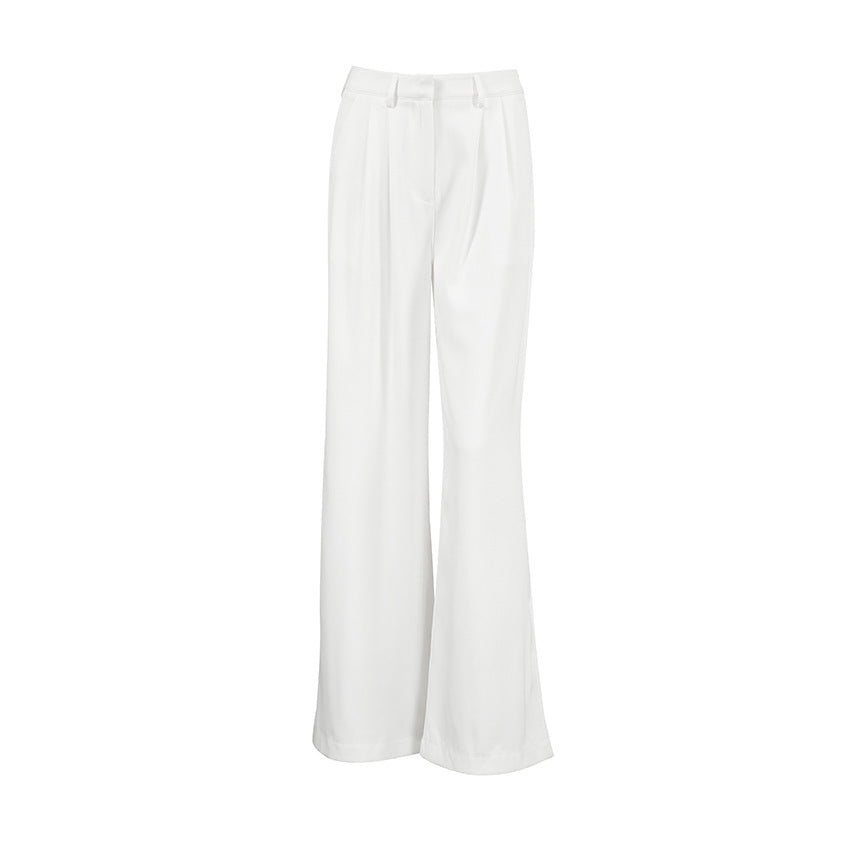 Women's White Temperament Commute Trousers Fashion Casual Pants