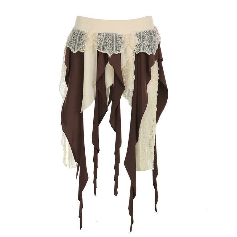 Soil Style Rags Stitching Irregular Hot Retro Skirts