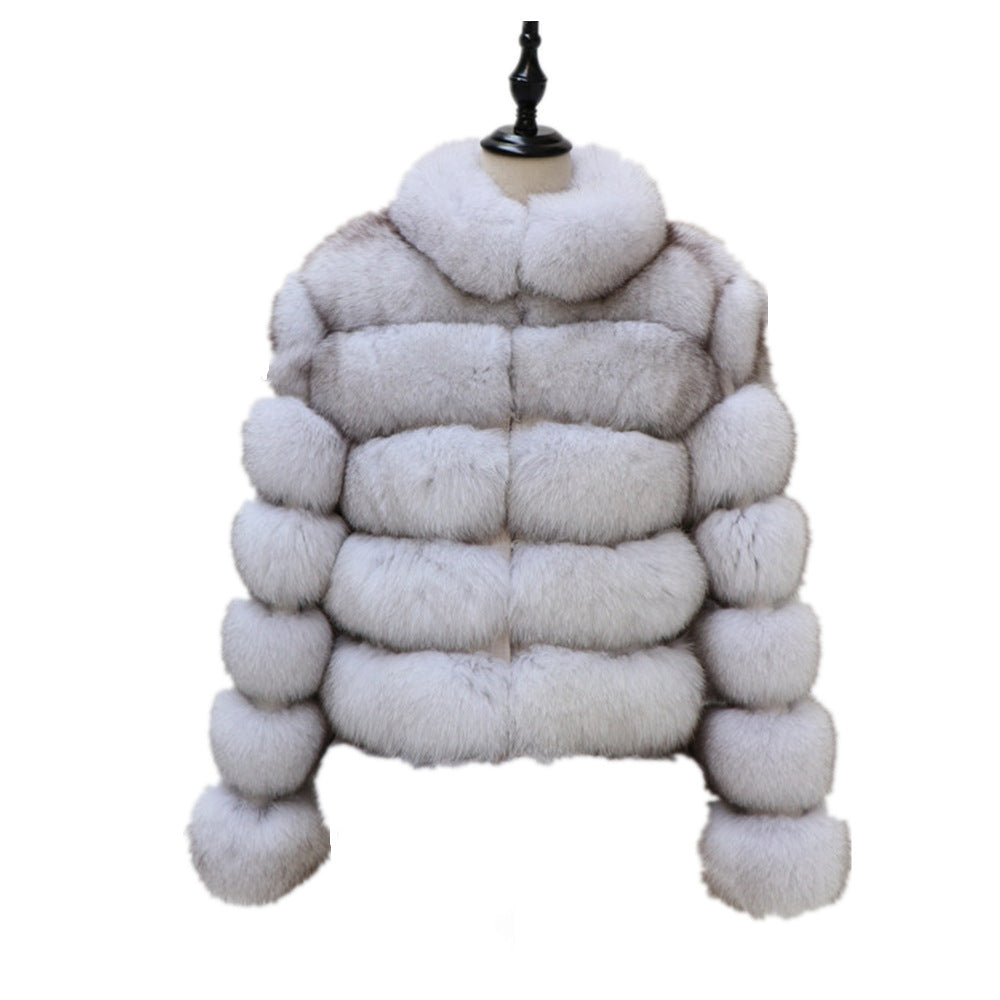 Women's Fur Imitation Fox Faux Slimming Stand Coats