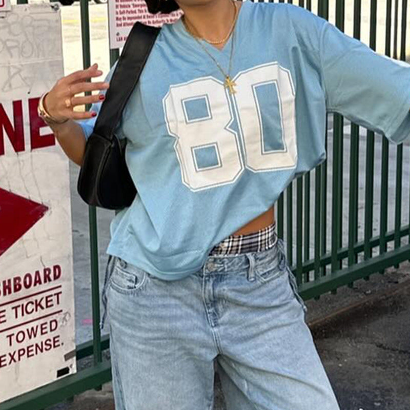 Street Hot Style Letter Print T-shirt Loose Blouses