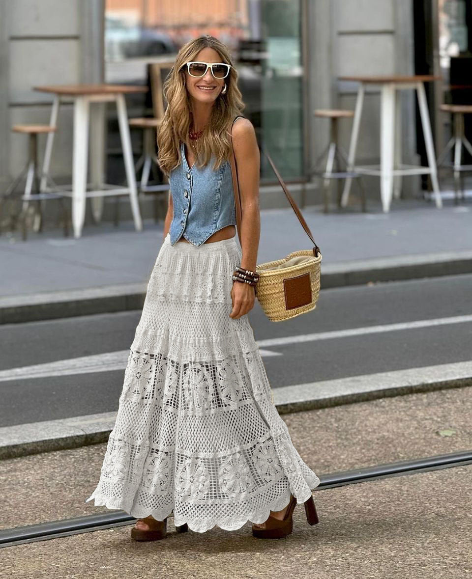 Women's Glamorous Russian Lace Cutout Knitted Skirts