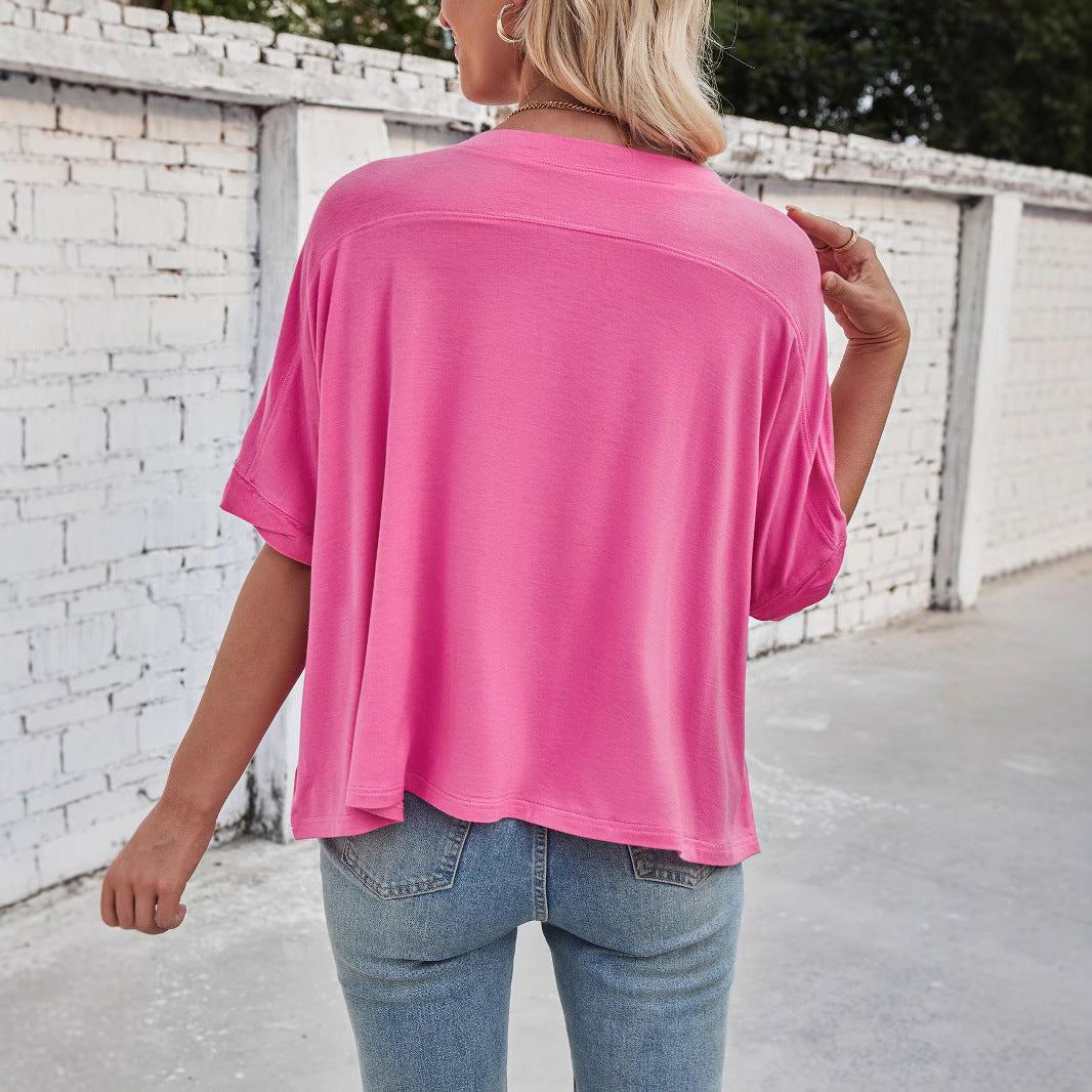Women's Casual Oversized Batwing Sleeve Dislocation Twisted Blouses