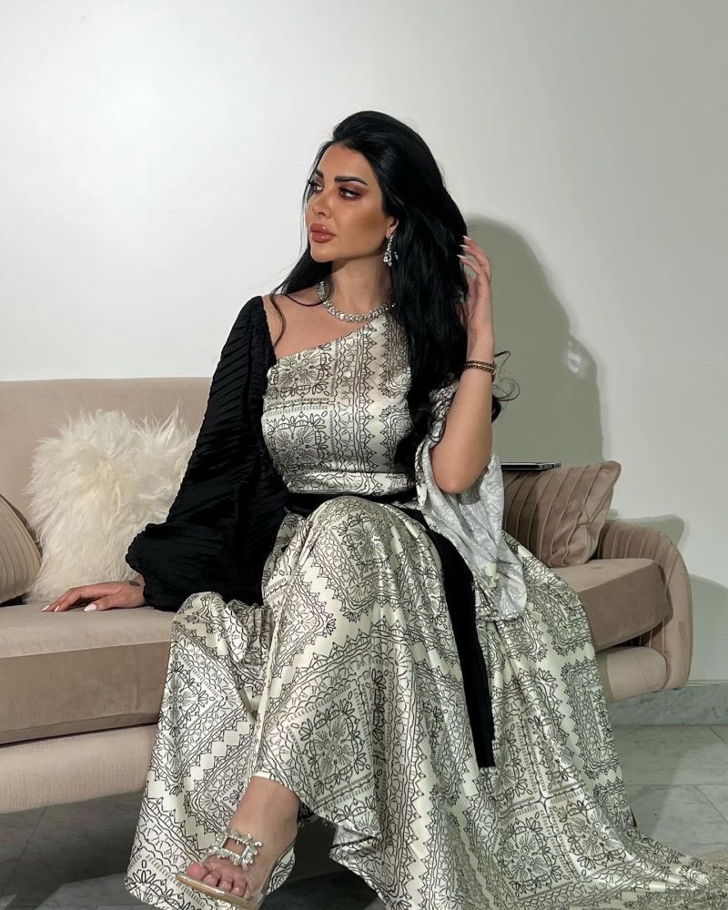 Women's Sexy Print Pleated Belt Stitching Prom Evening Dresses