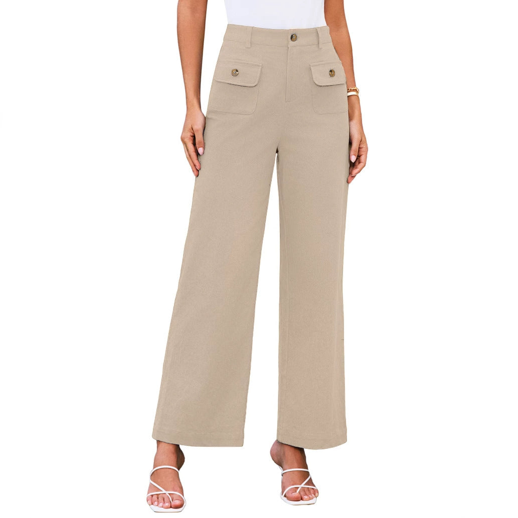 Women's Wide Leg Stretch Trousers Formal Wear Business Pants