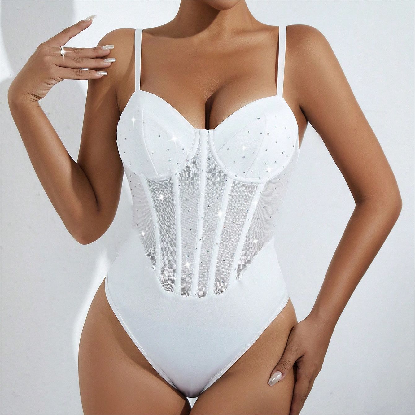 Unique Flashing Sequins Fishbone Sexy Suspender Jumpsuits