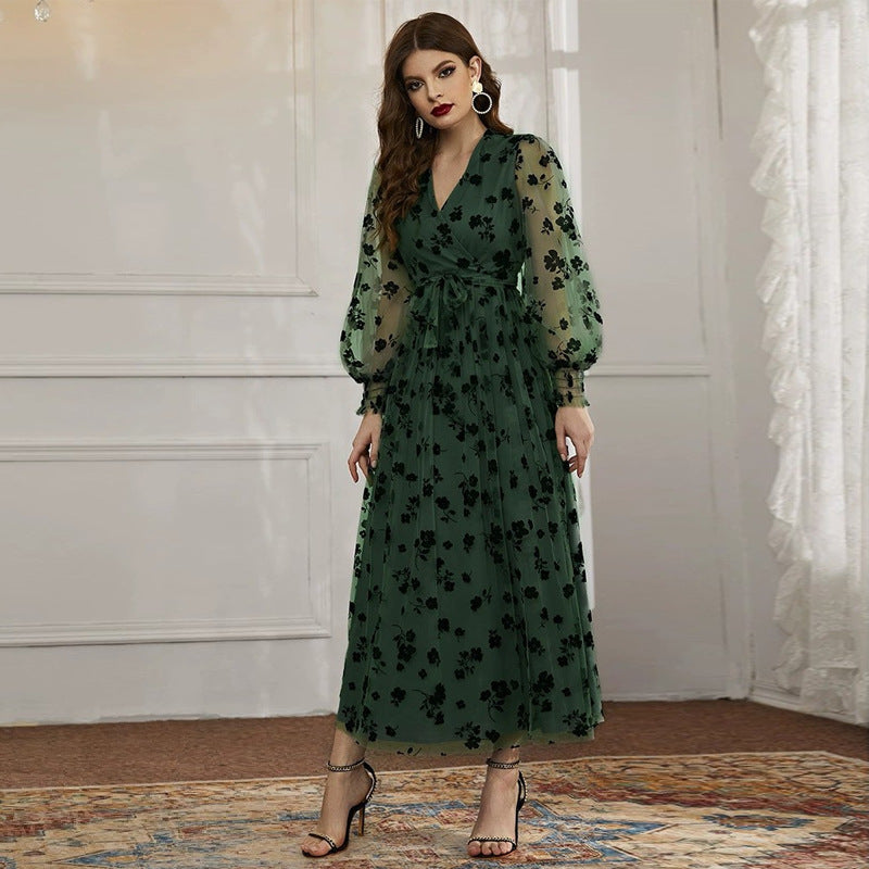 Women's Casual Autumn Elegant High Waist Mesh Dresses
