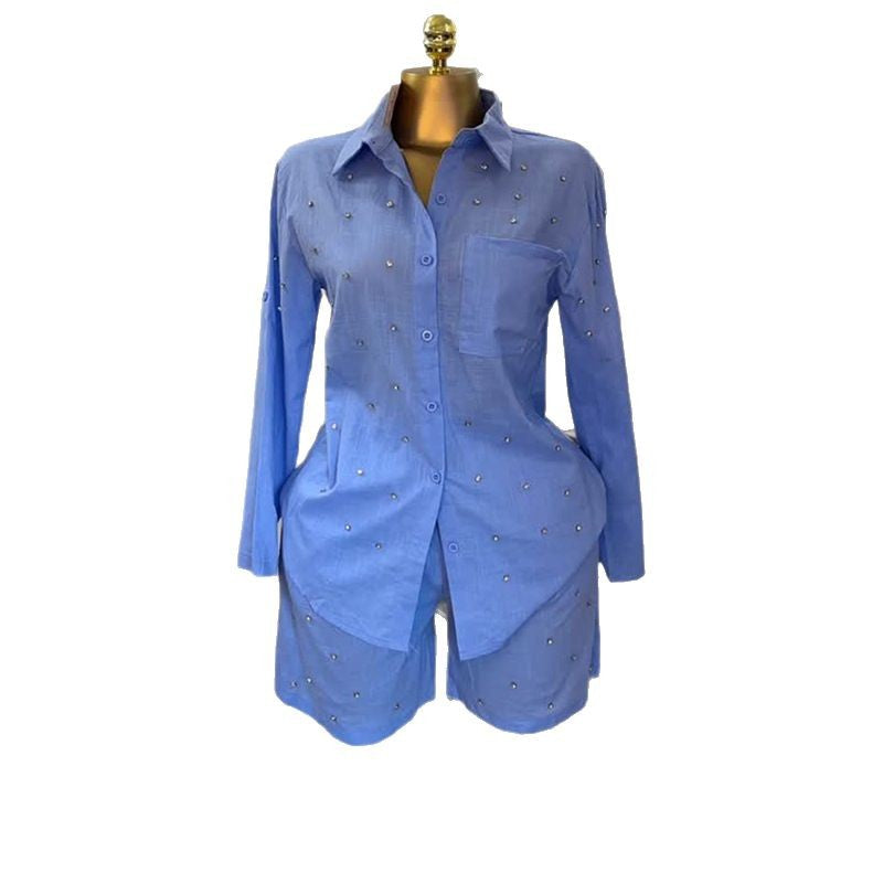 Women's Summer Fashion Solid Color Polo Collar Suits
