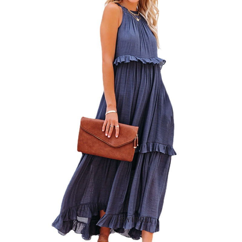 Summer Dress Irregular Cake Sleeveless Long Dresses