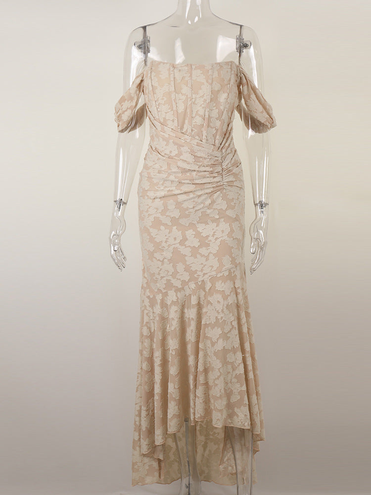 Sleeveless Solid Color Fishbone Waist Dress Evening Dresses