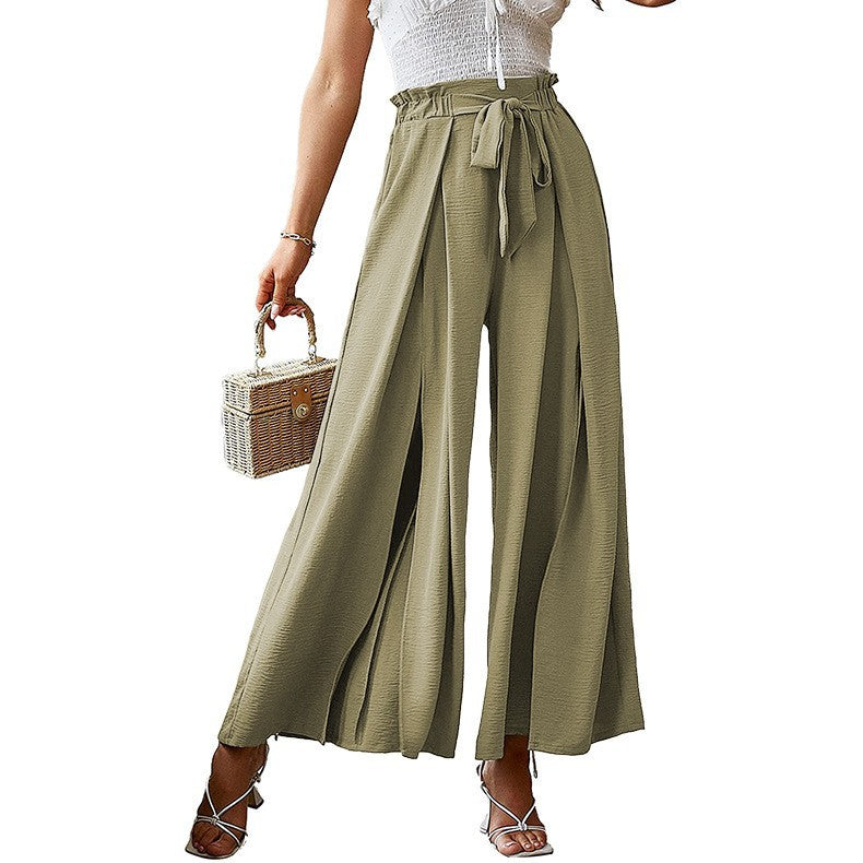 Women's Style Bowknot Loose High Waist Crimp Pants