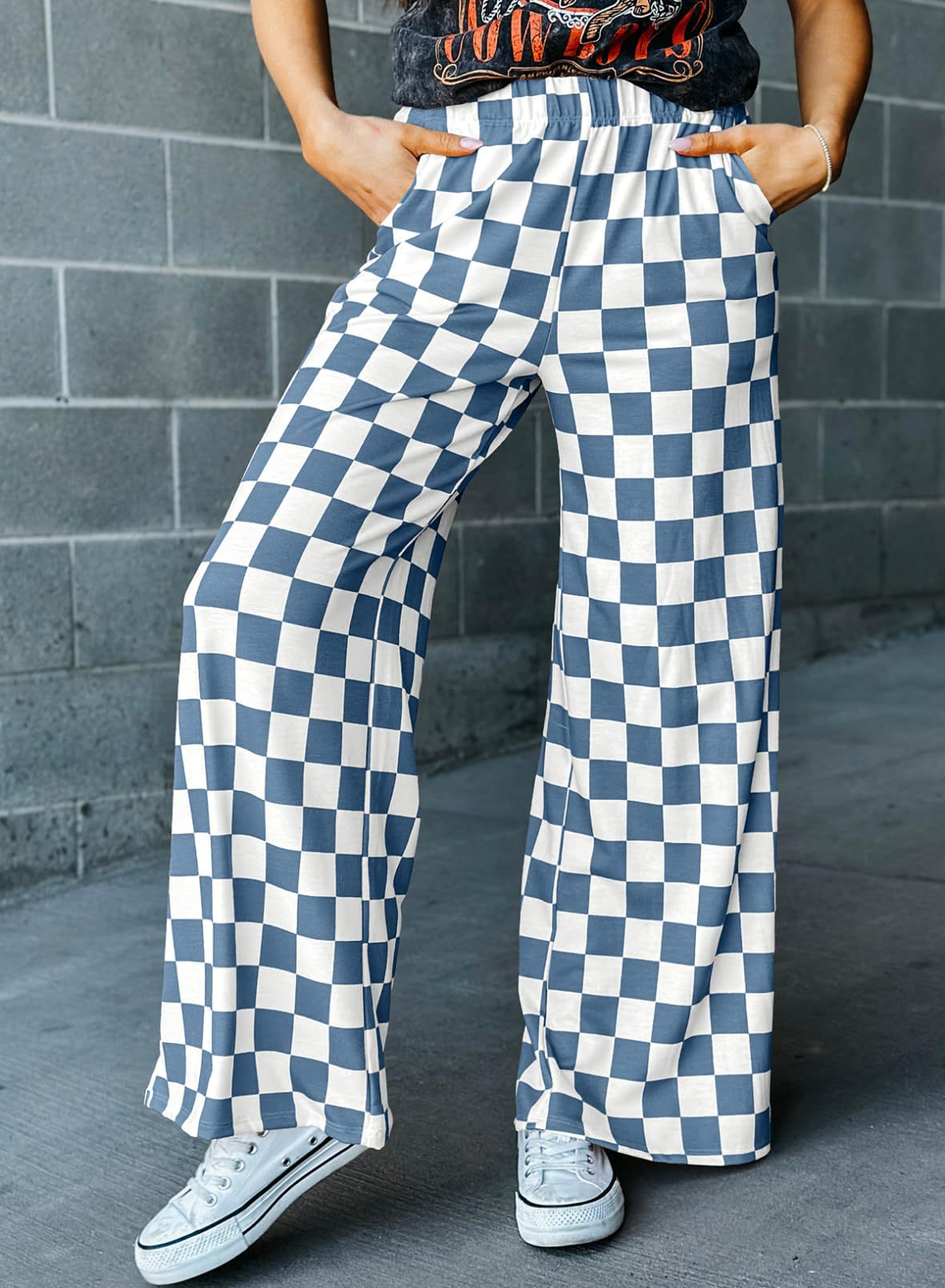 Women's Printed Loose Elastic Waist With Pocket Pants