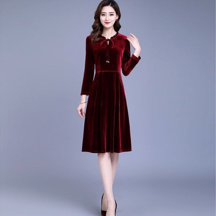 Spring Large Loose Slimming Retro Temperament A- Dress