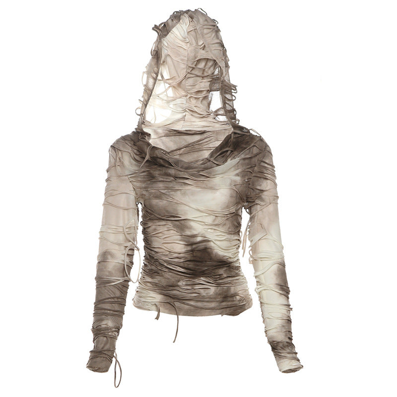 Women's Solid Color Street Fashion Hooded Long Blouses