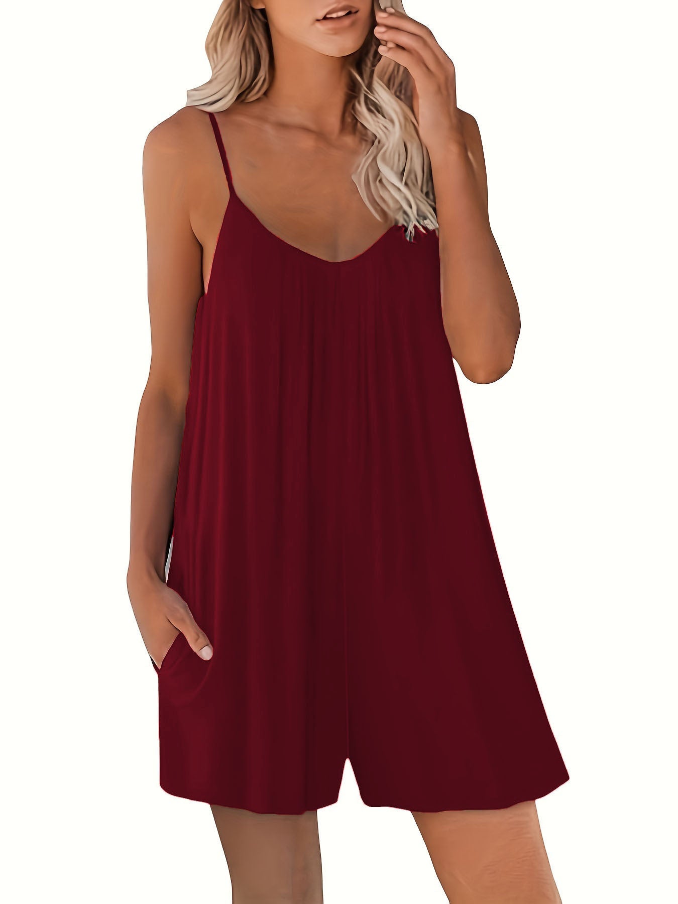 Sling One-piece Casual Summer Solid Color Jumpsuits