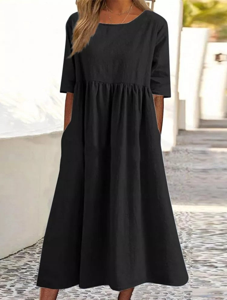 Neck Sleeve Large Casual Loose Long Dresses