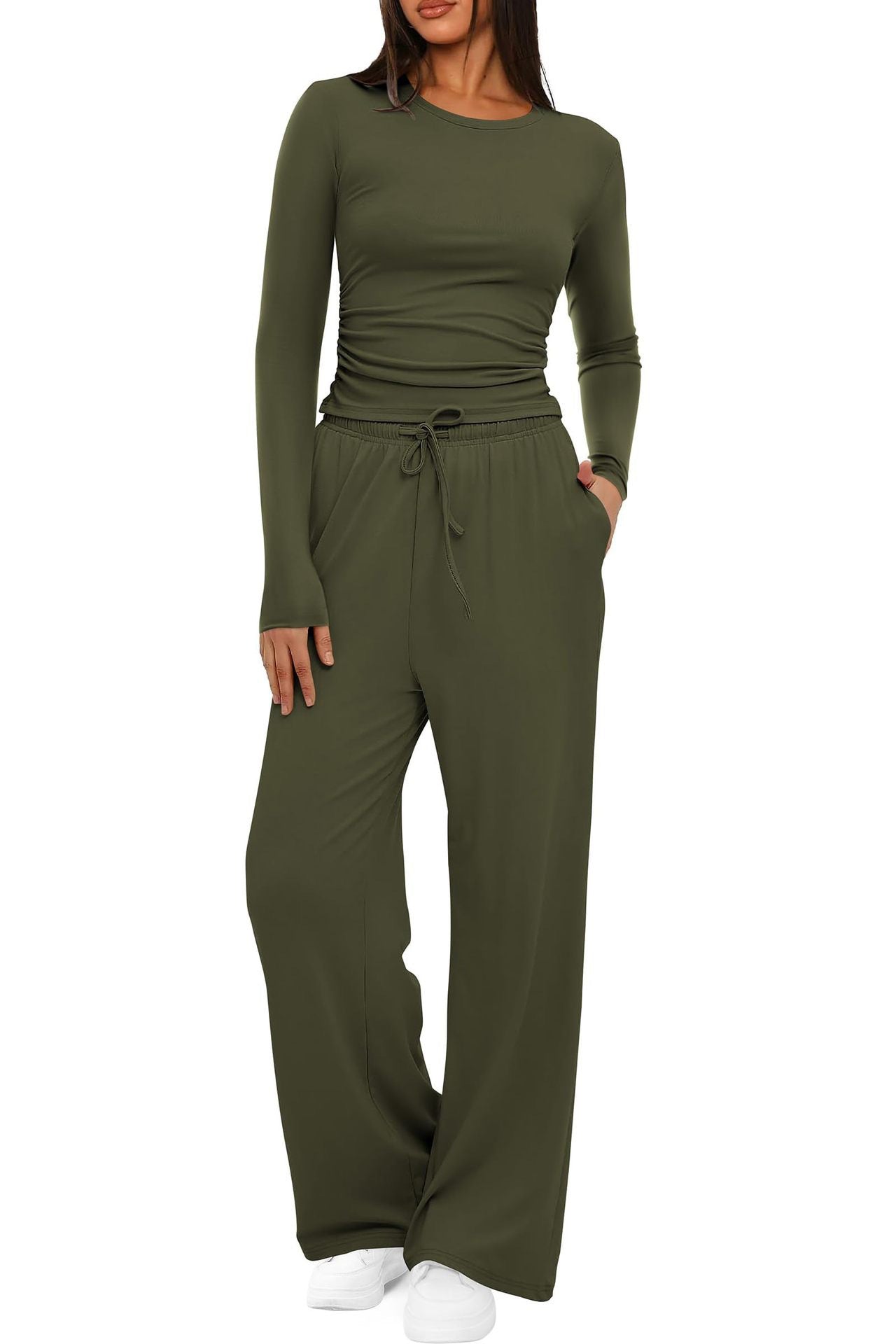 Versatile Women's Long Sleeve Solid Color Fashion Casual Suit