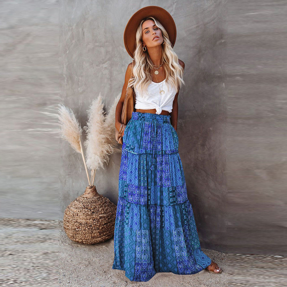 Bohemian Style Loose Casual High Waist Skirts