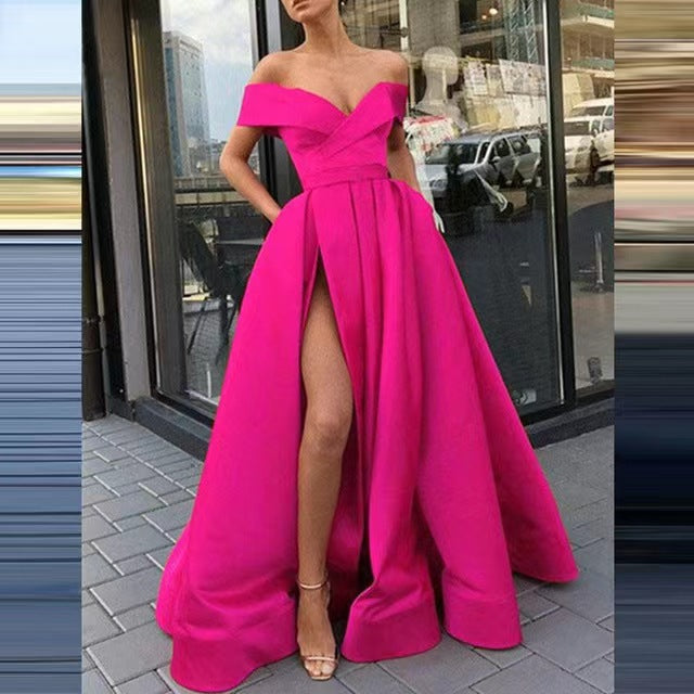 Women's Classic Dress Summer Deep Satin Evening Dresses