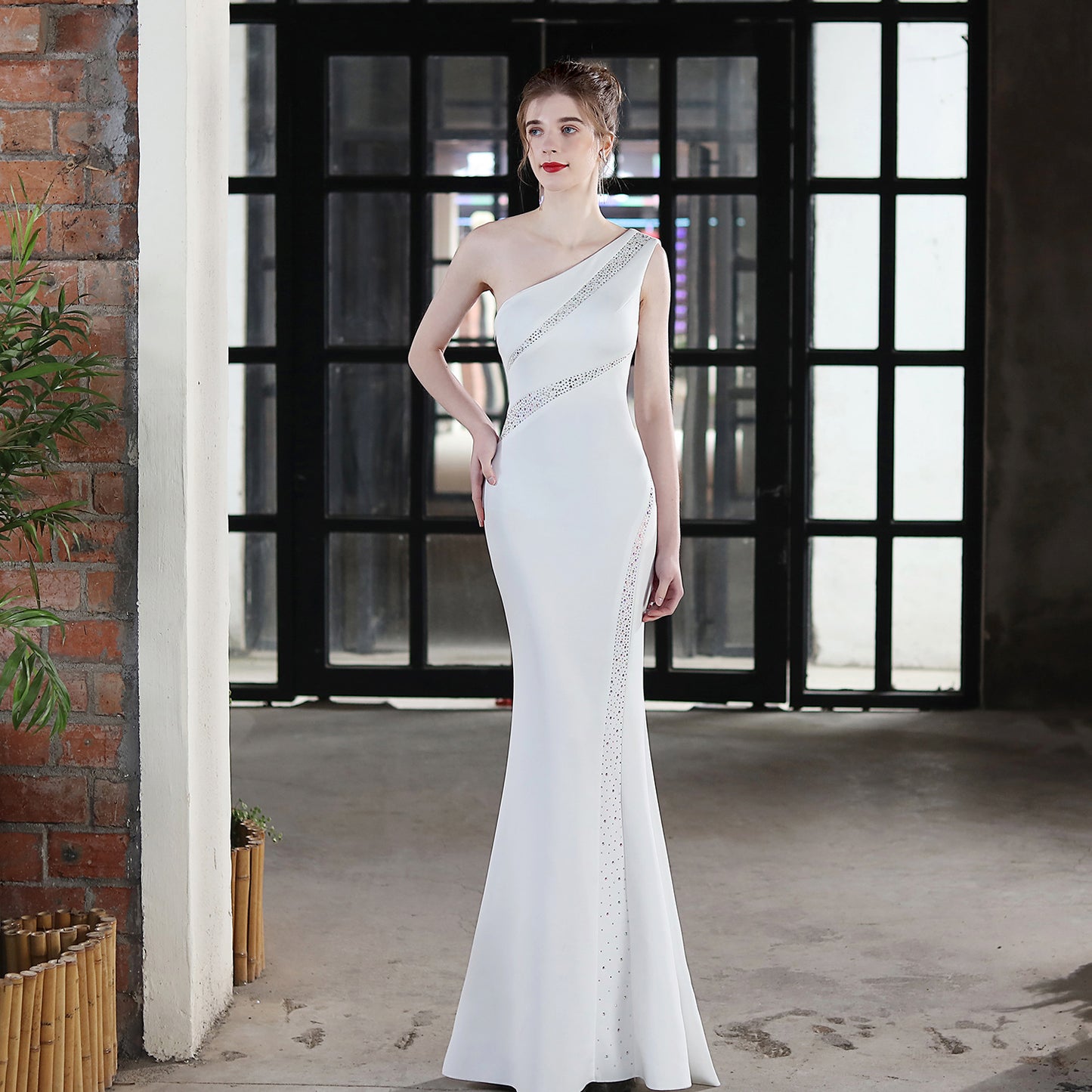 Toast Bride Long One Shoulder Appreciation Evening Dresses