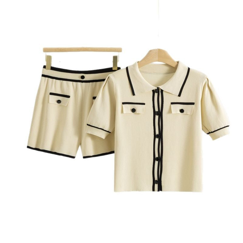 Women's Thin Summer Korean Style Knitted Two-piece Fashion Casual Suit