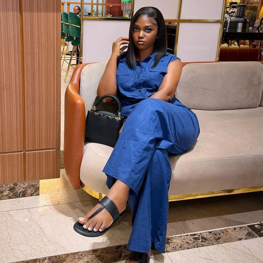 Women's Summer African Sleeveless Frock Wide Leg Suits