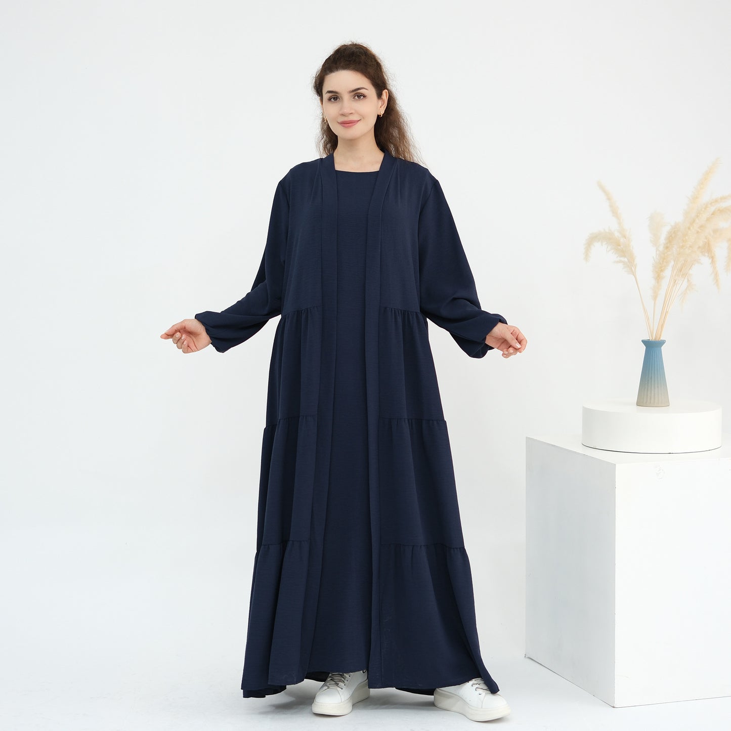 Turkish Solid Color Robe Dress Two-piece Dresses