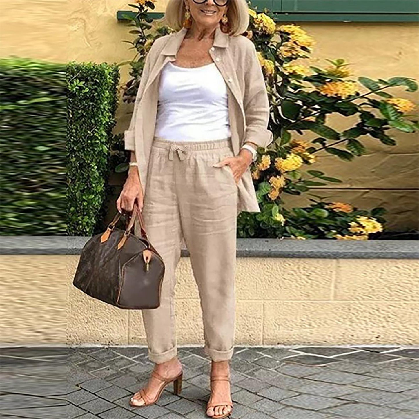 Women's Autumn Cotton Linen Harem Retro Loose Suits