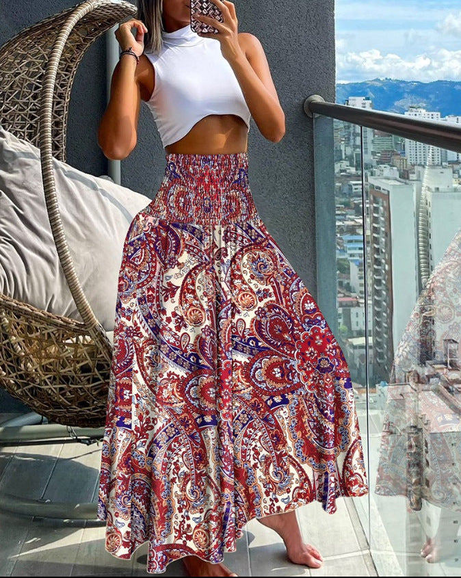 Women's Casual Fashion Floral High Waist Skirts