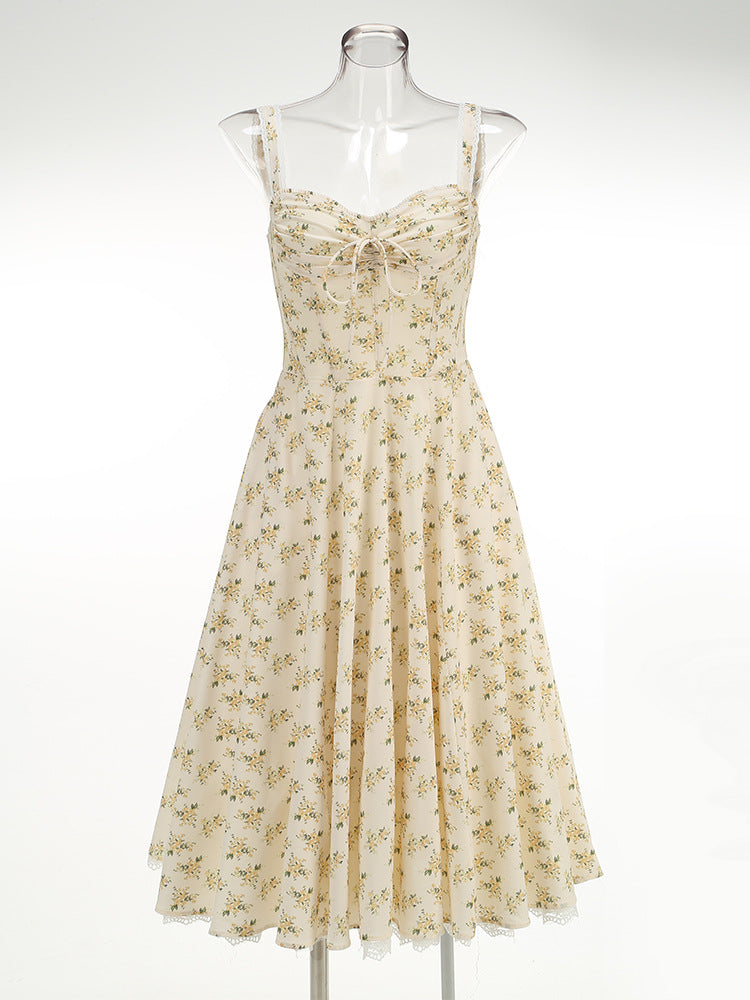 Floral Print Dress Midi Elegant Slimming Dresses