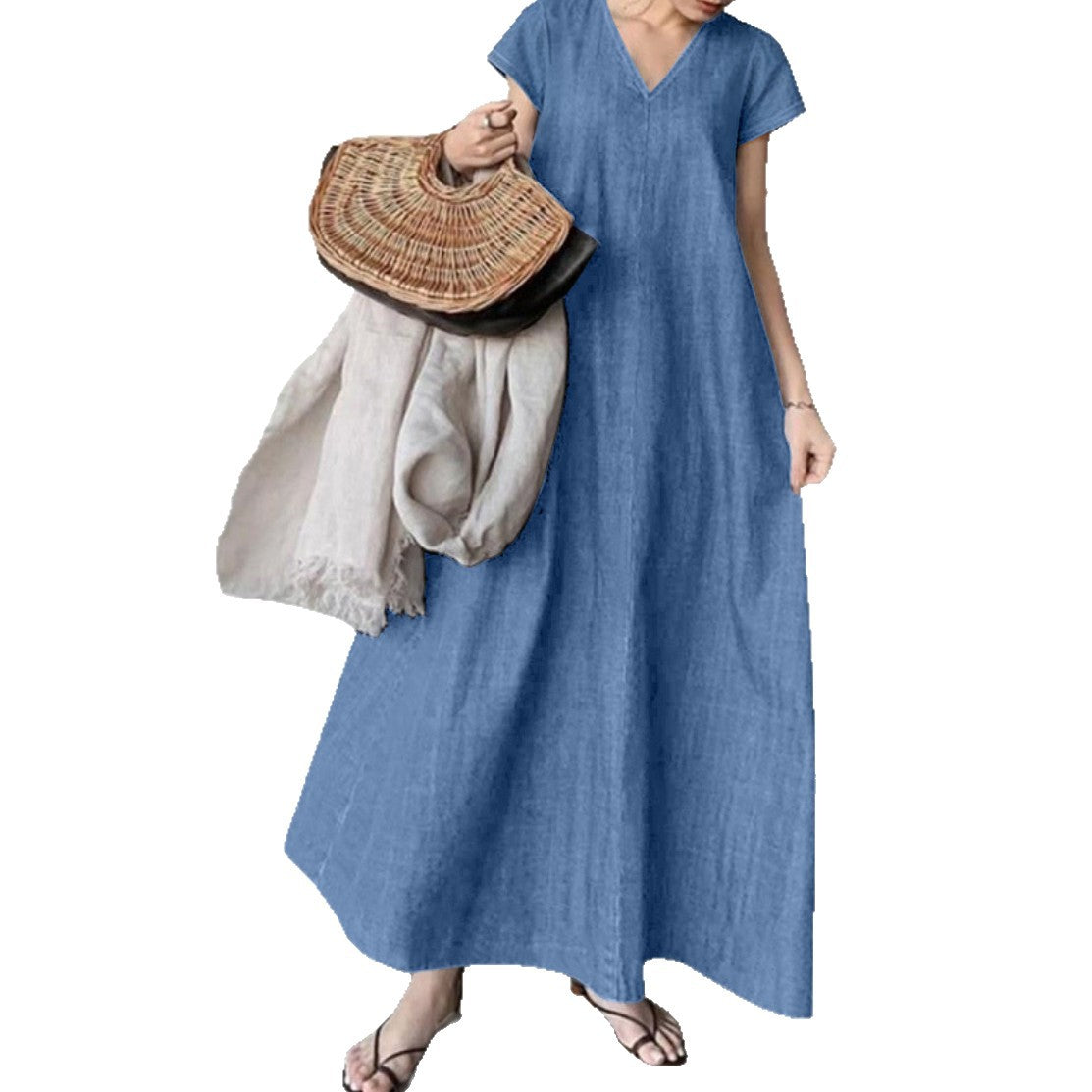 Denim Solid Color Temperament Commute Bohemian Loose Jumpsuits