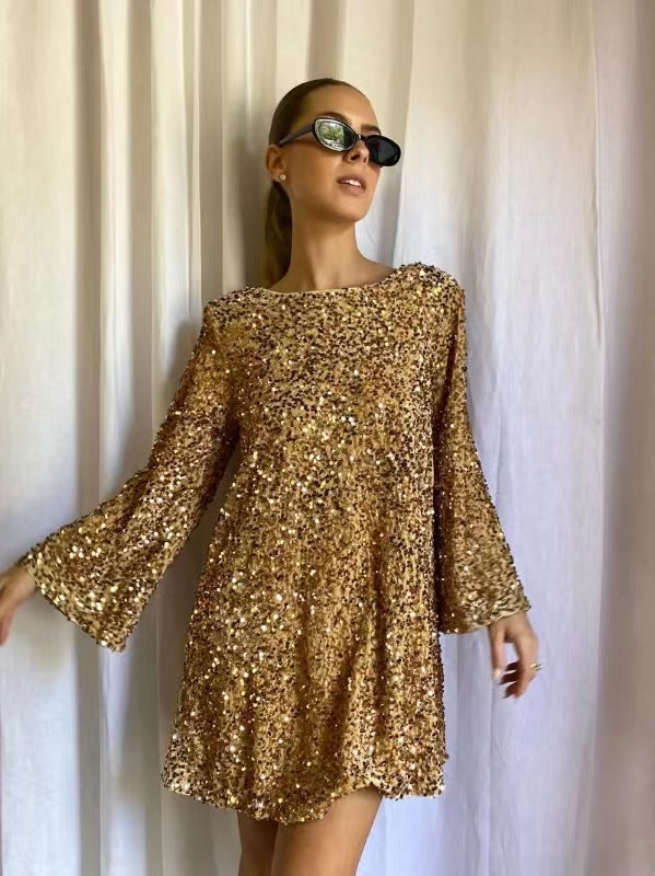 Sequins Dress Mid-length Slimming Fashionable Elegant Dresses