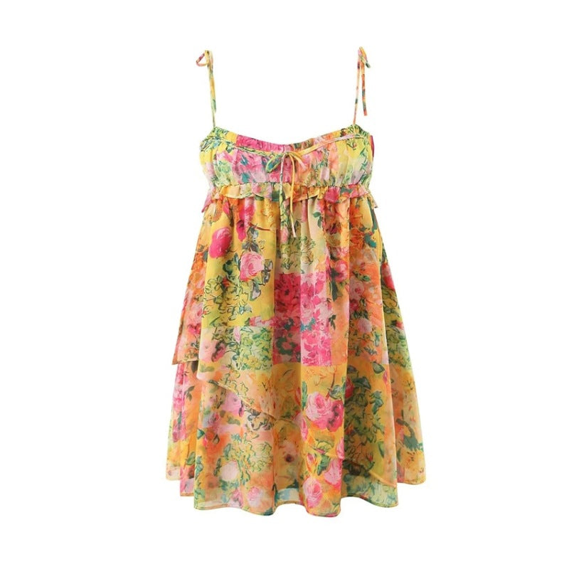 Dress French Minority Wooden Ear Chest Color Matching Dresses
