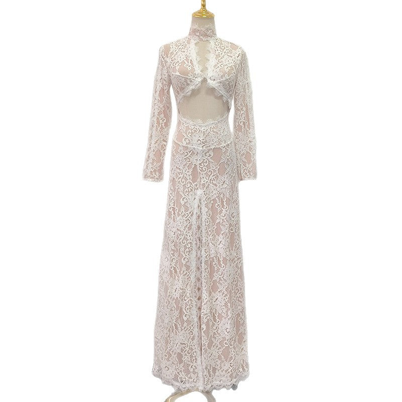 Women's High-grade Lace Fabric Backless Sexy Dress Dresses