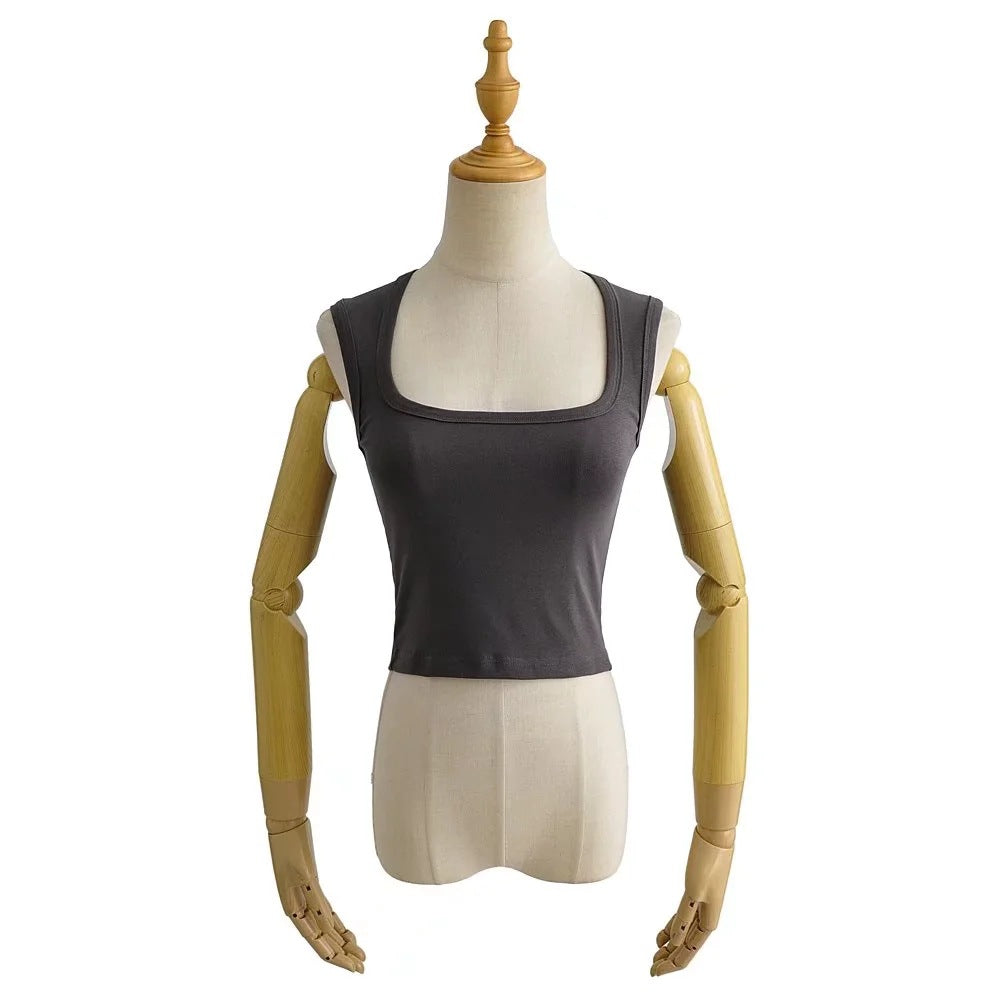 Women's Summer Sexy Deep Square Collar Tight-fitting Tops
