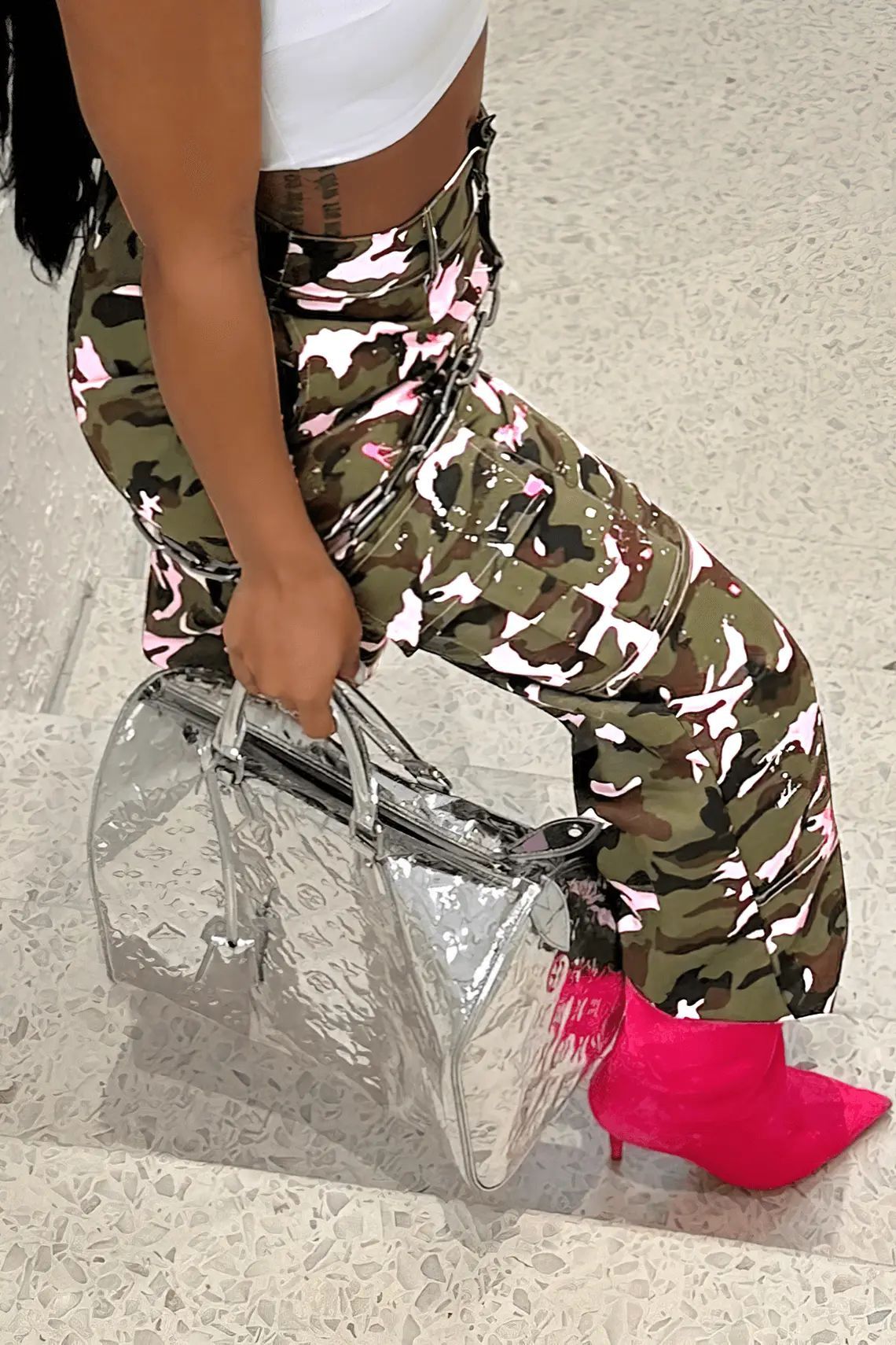 Women's Fashion High Waist Camouflage Pocket Pants