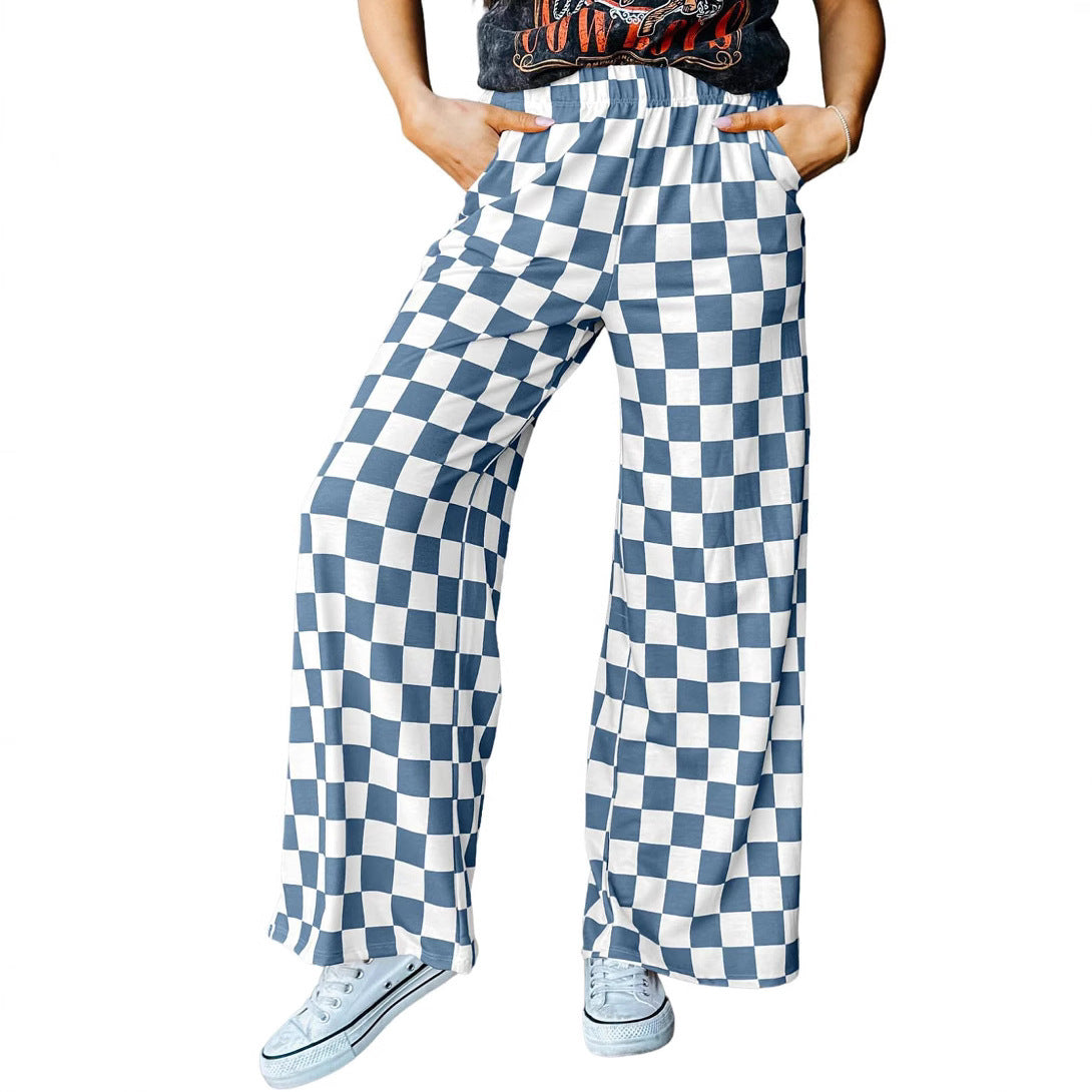 Women's Printed Loose Elastic Waist With Pocket Pants