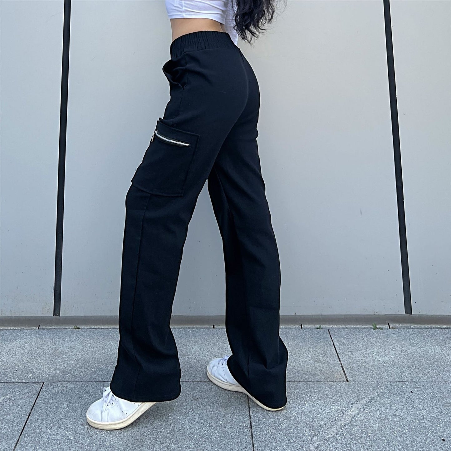 Women's Trendy Cargo Pocket Zipper Trousers Loose Pants