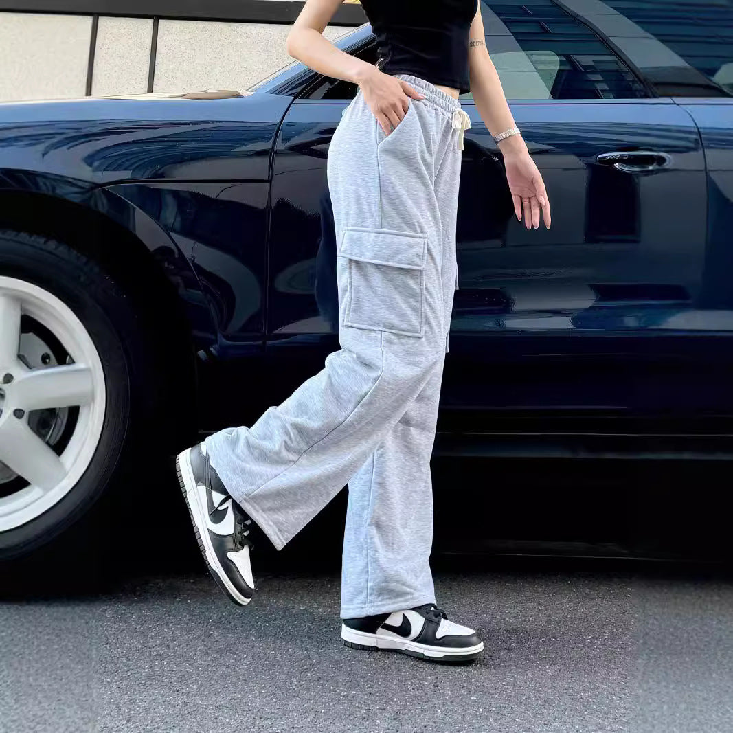 Women's Trendy Cargo Pocket Zipper Trousers Loose Pants