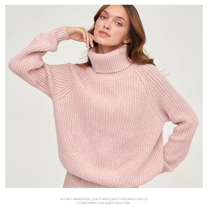 Women's Knitted Loose Thickened Solid Color Casual Sweaters