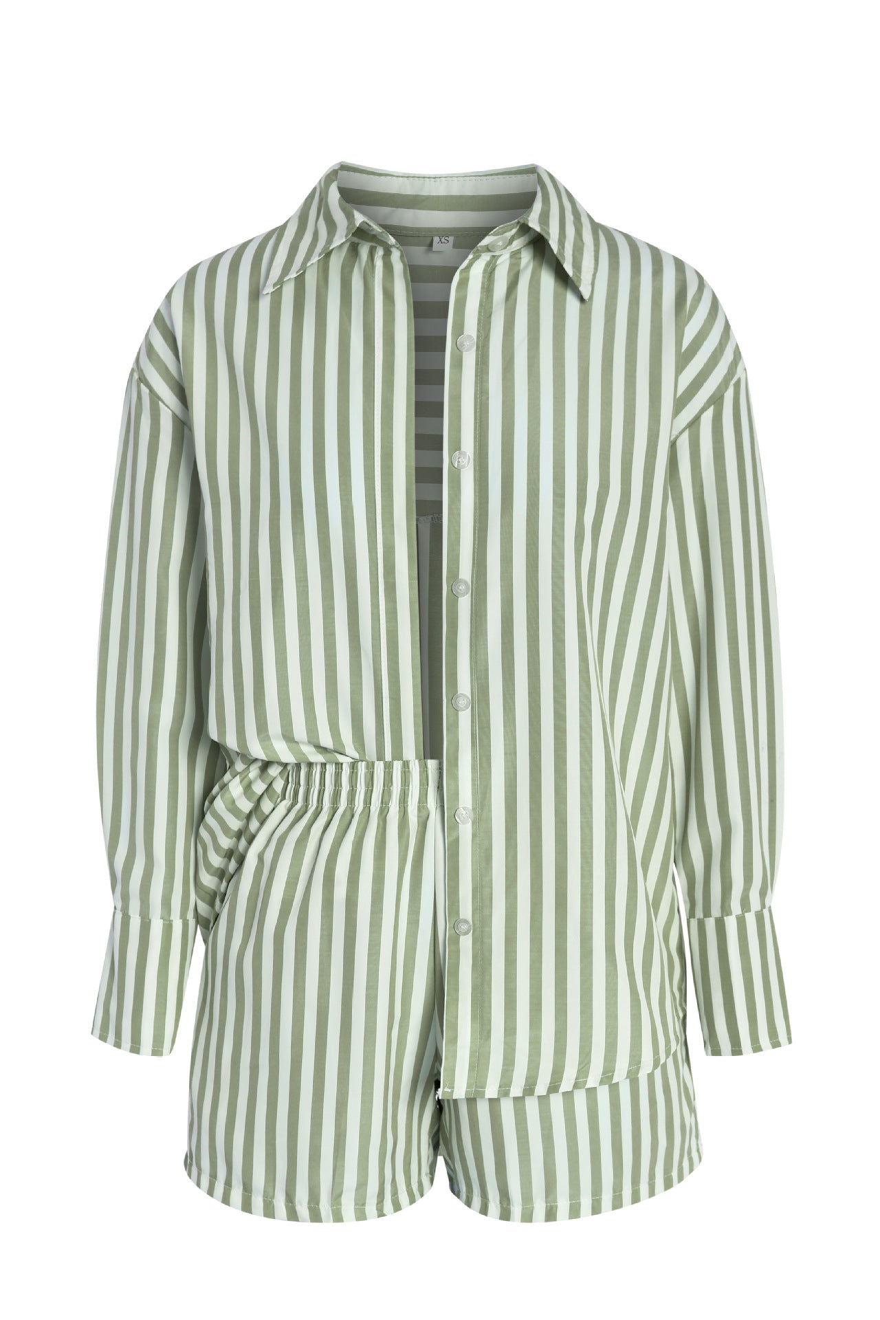 Women's Casual Sportswear Striped Long Sleeve Shirt Loose High Suits